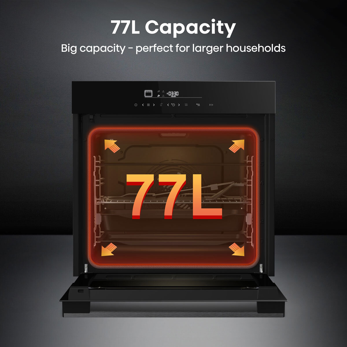 Hisense Hi6 BlackLine HO66FAPizzaChef Electric Pyrolytic Smart Oven, A+ Rated in Black