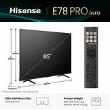 Hisense 85E78QTUK PRO 85 Inch QLED HD Smart TV