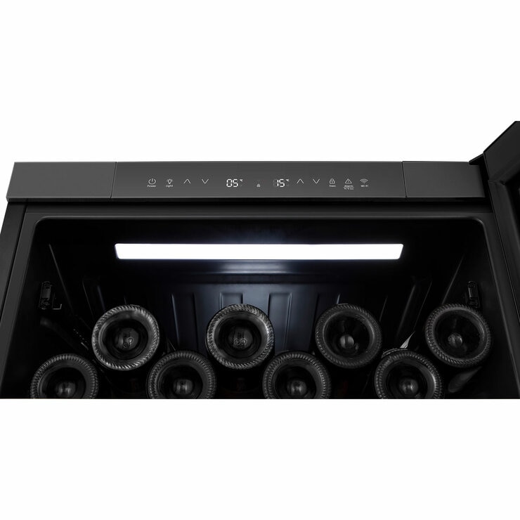 Hisense RW3N122GSLF, 46 Bottle Freestanding, Dual Zone Wine Cooler in Black