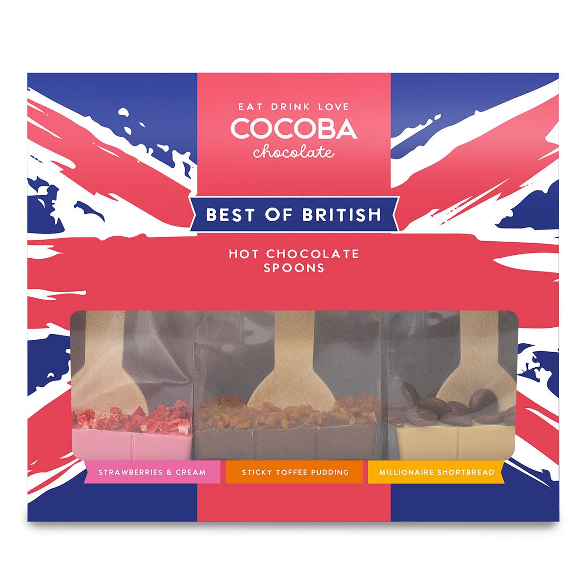 Cocoba Best Of British, Hot Chocolate Spoons, 3 Pack