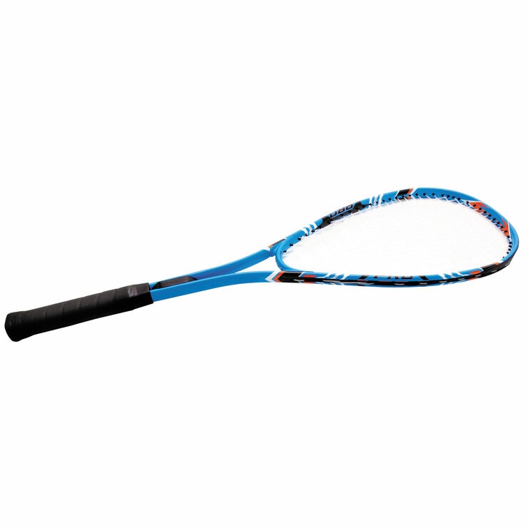 Studio image showing one of the included sqash rackets