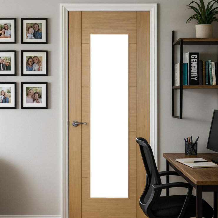 Mendes Internal Prefinished Internal Door - Oak Cotsworld Glazed in 3 Sizes