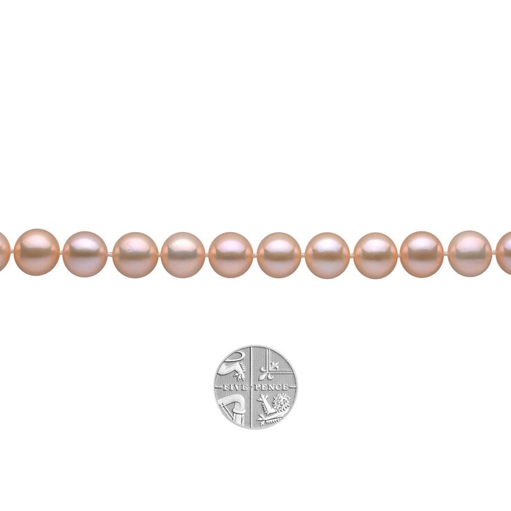 9.5mm-10mm Cultured Freshwater Gold Pearl Necklace, 18ct Yellow Gold