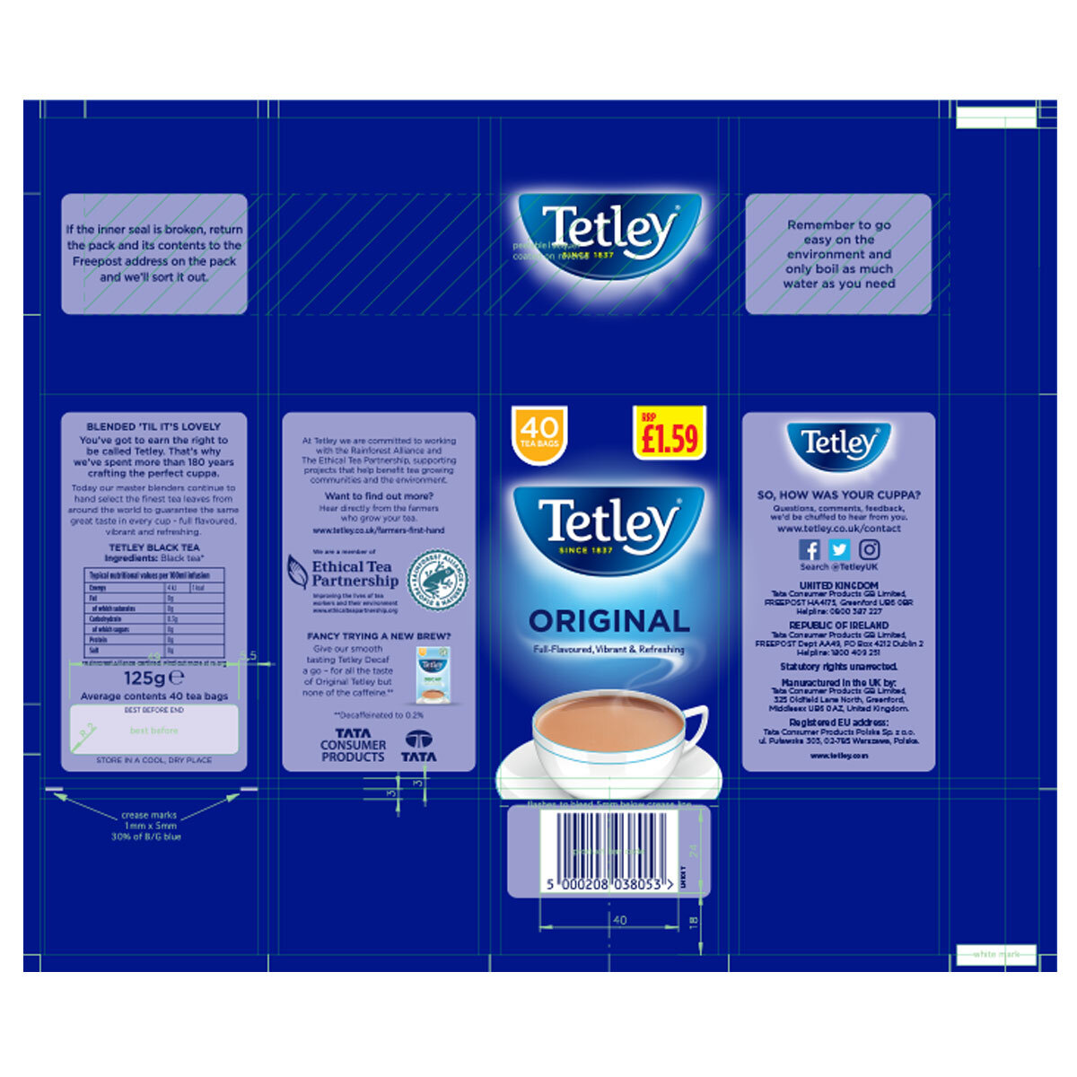 Tetley Original 240 Tea Bags 750g, Breakfast Tea