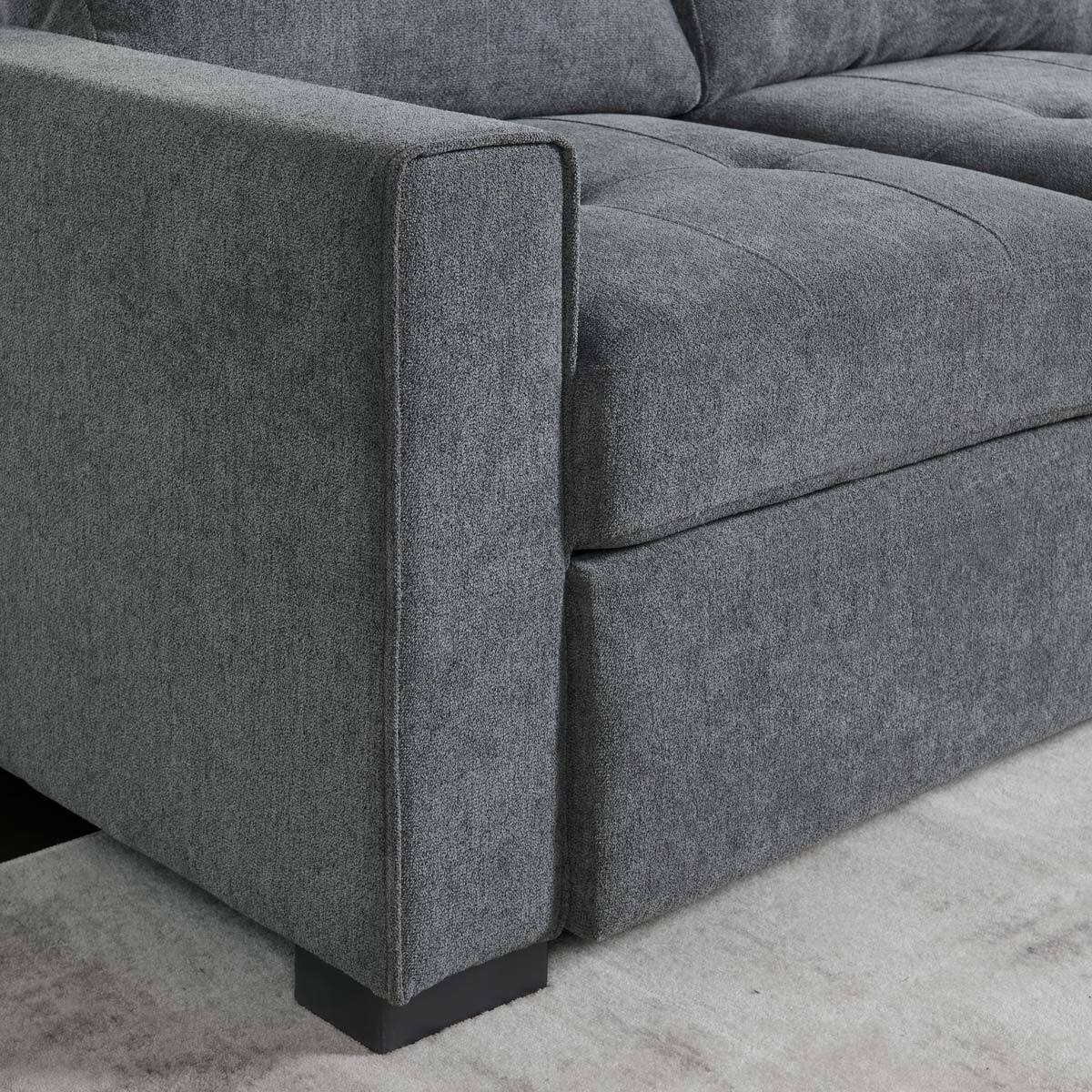 Pulaski Kendale Grey Fabric Sofa Bed with Storage Chaise