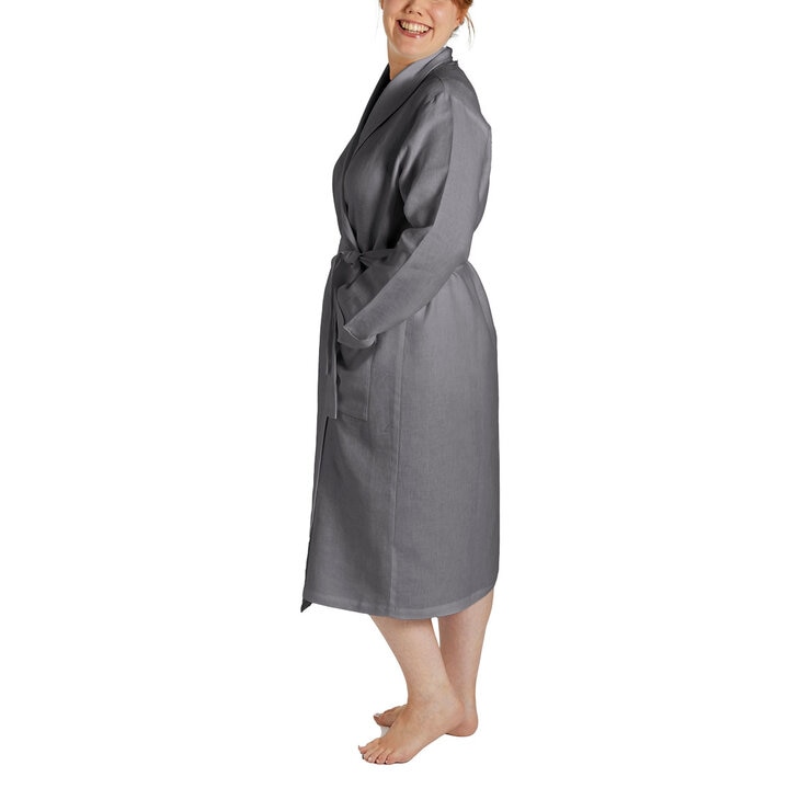 Lazy Linen Ladies Robe in Charcoal