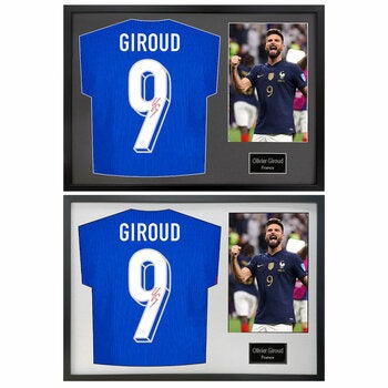 Olivier Giroud Signed Framed France Football Shirt including 1 Photo in 2 Options: White or Black Mount
