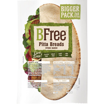 BFree Stone Baked Pitta Bread, 2 x 8 Pack