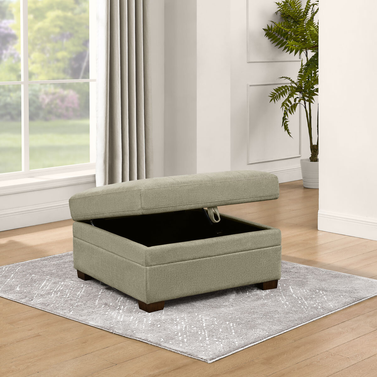 Thomasville Tisdale Beige Fabric Storage Ottoman