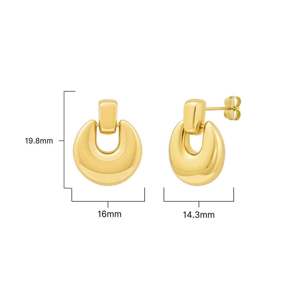 14ct Yellow Gold Plain Circle Drop Earrings 14ct Yellow Gold Plain Circle Drop Earrings