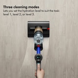 Lifestyle images of Dyson WashG1 wet floor cleaner showing three cleaning modes