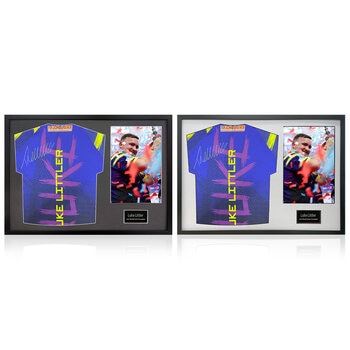 Luke Littler Signed Framed Darts Shirt including 1 Photo in 2 Options: White or Black Mount