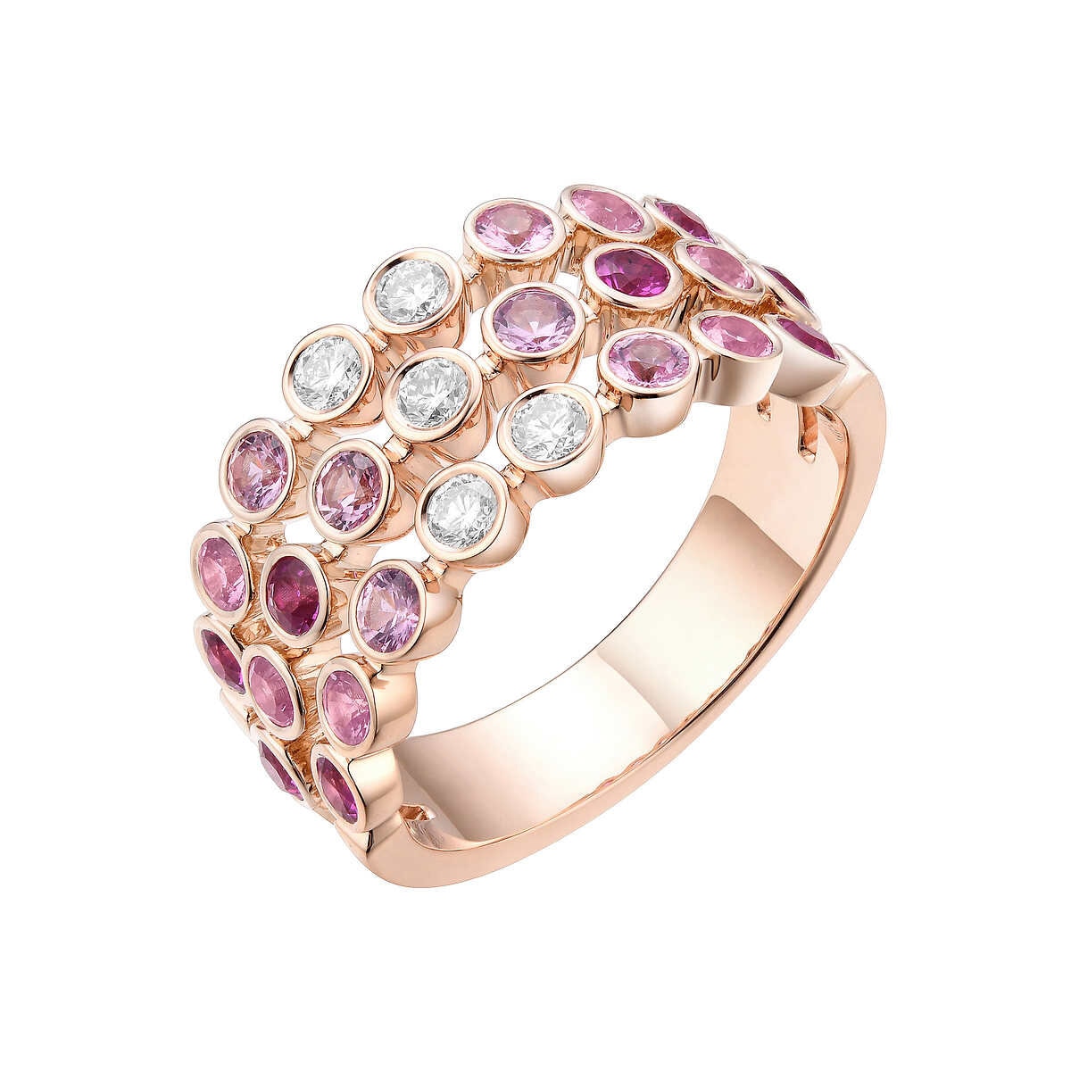 Pink Sapphire and 0.26ctw Diamond Ring, 14k Rose Gold