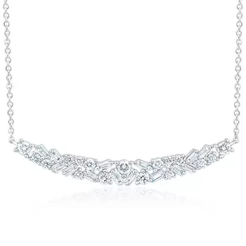 0.50ctw Round Brilliant & Baguette Cut Diamond Necklace, 14ct White Gold