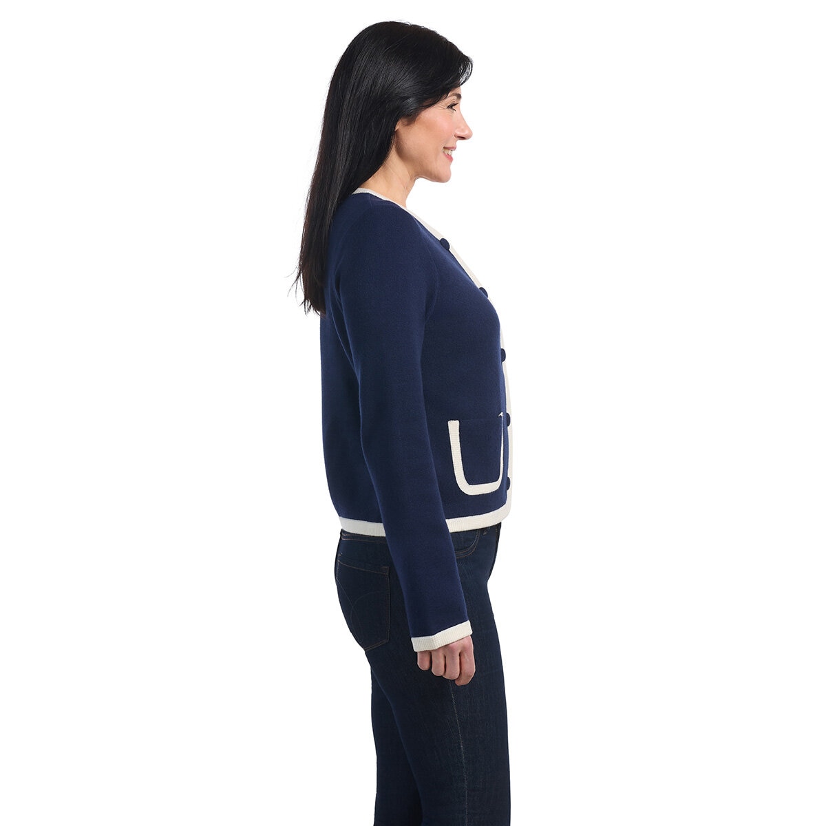 Dalia Ladies Contrast Trim Cardigan