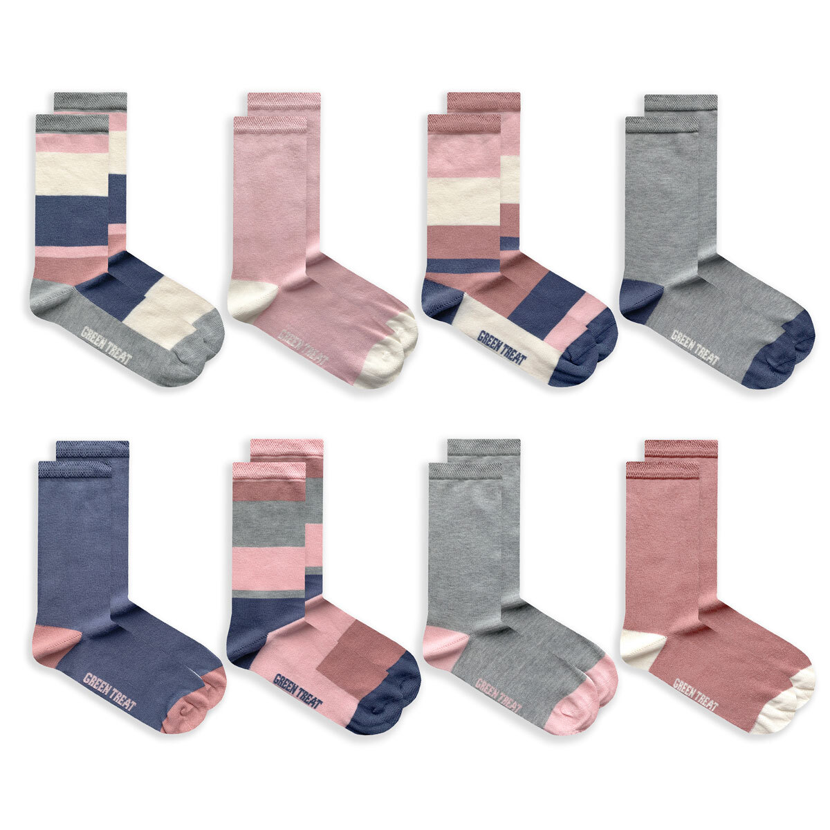 greentreat-women-s-striped-socks-8-pack-in-grey-pink-and-navy