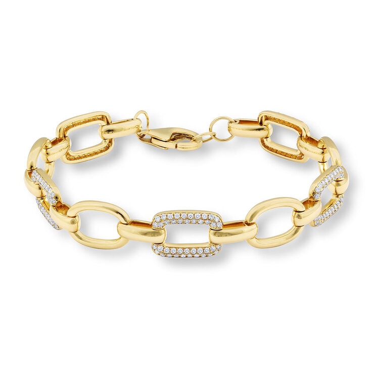 1.06ctw Round Brilliant Cut Diamond Paperclip Bracelet, 14ct Yellow Gold 1.06ctw Round Brilliant Cut Diamond Paperclip Bracelet, 14ct Yellow Gold