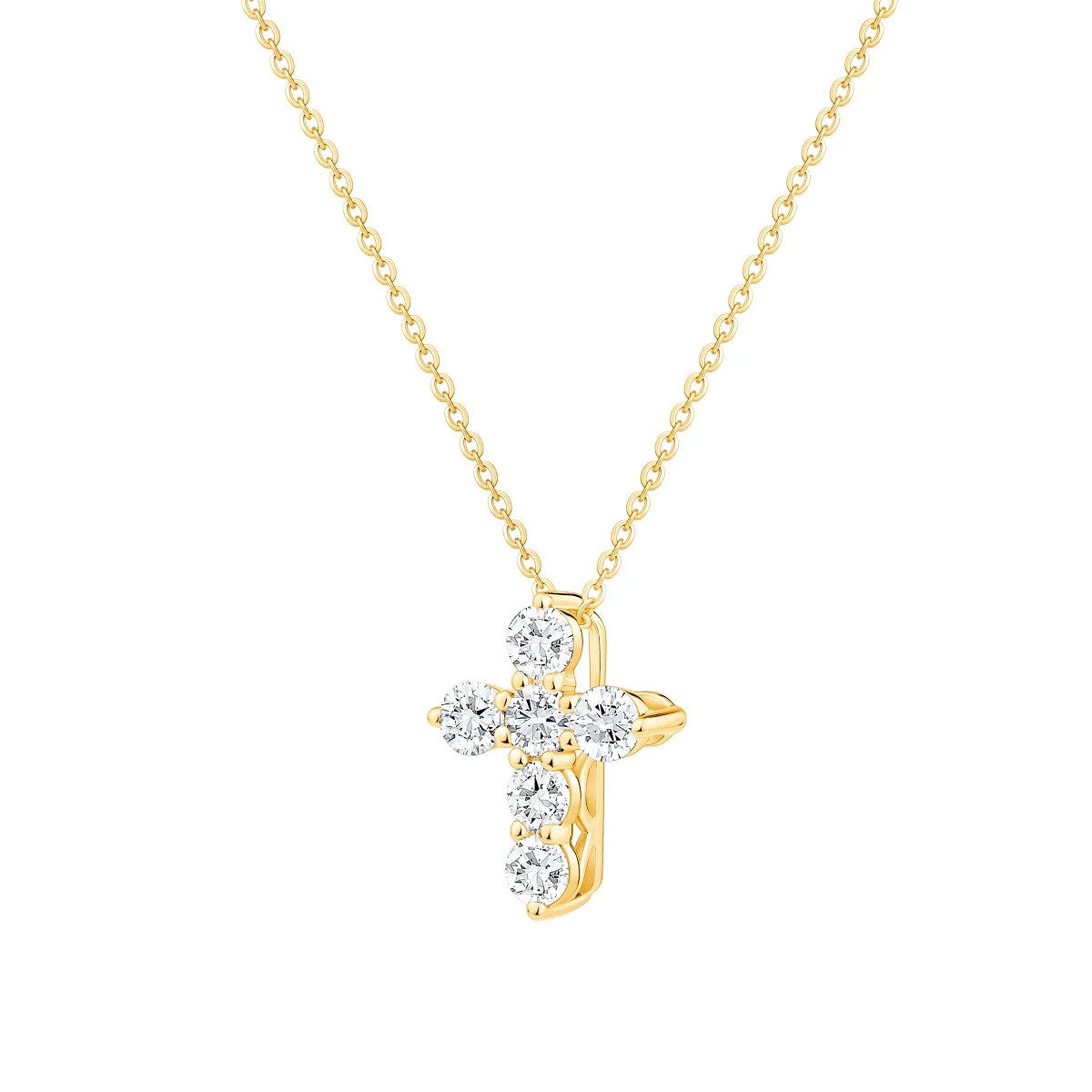 0.50ctw Round Brilliant Cut Diamond Cross Pendant, 14ct Yellow Gold