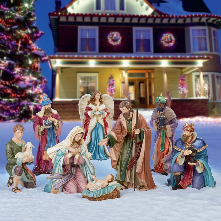 Indoor/Outdoor 9 Piece Handcrafted Christmas Nativity Set  Costco UK