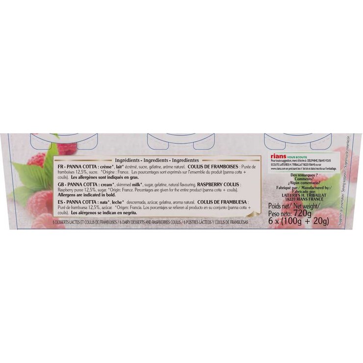 Rians Panna Cotta, 6 x 120g Rians Panna Cotta, 6 x 120g