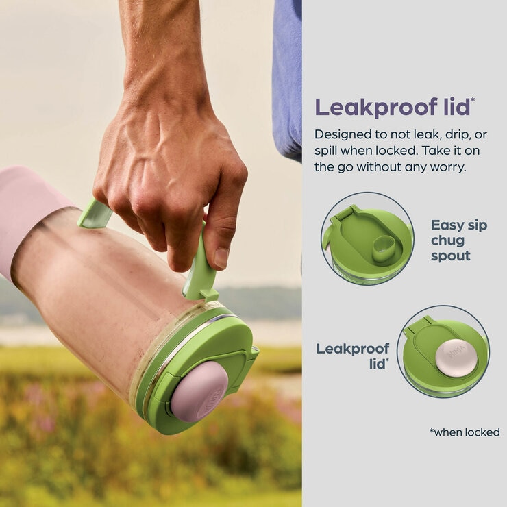 Lifestyle image of Ninja BlendBoss Tumbler with leakproof lid when locked