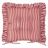 Wylder Millie Ruffle Red Striped Indoor Outdoor Seat Pad 2 Pack, 40 x 40 cm