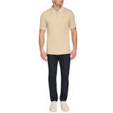 DKNY Men's Zip Collar Polo in Beige, Medium