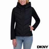 DKNY Women's Mixed Media Jacket in Black