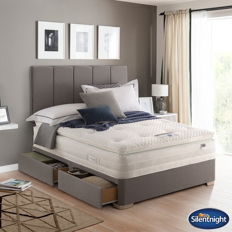 Silentnight Geltex 1850 Grey Mattress & Divan Set Double Costco UK