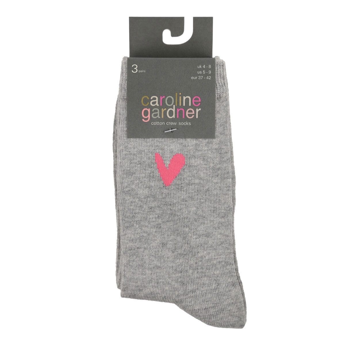 Caroline Gardner Ladies Crew Sock 6 Pack in Grey