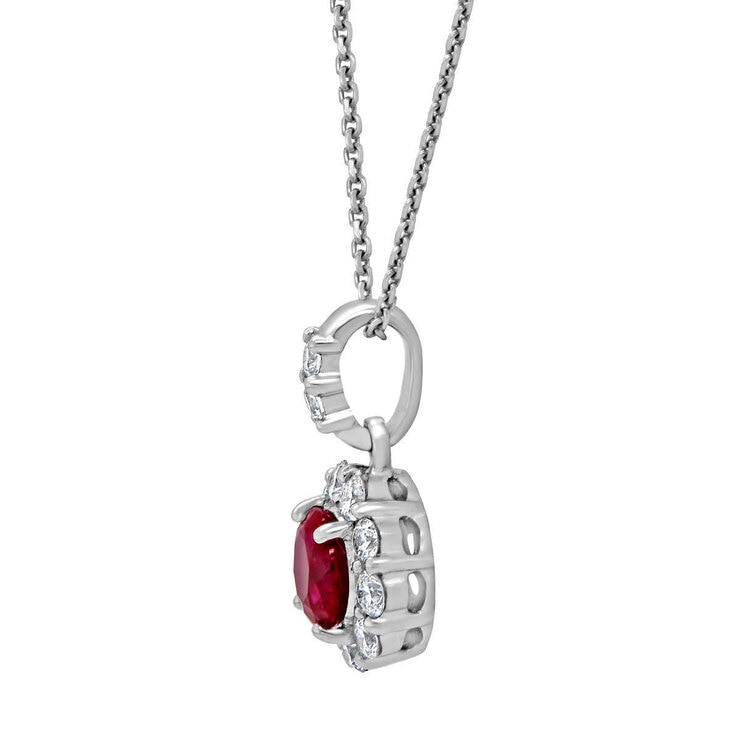 Ruby and Diamond 14kt White Gold Pendant