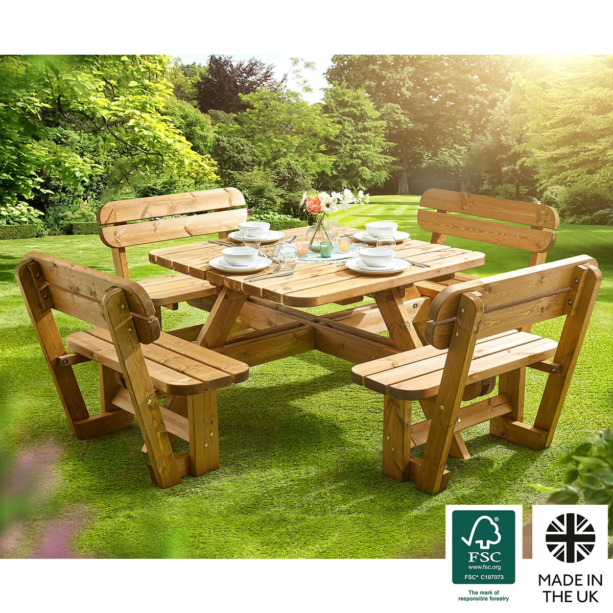 Anchor Fast 8 Seater Pine Wood Picnic Bench Costco Uk