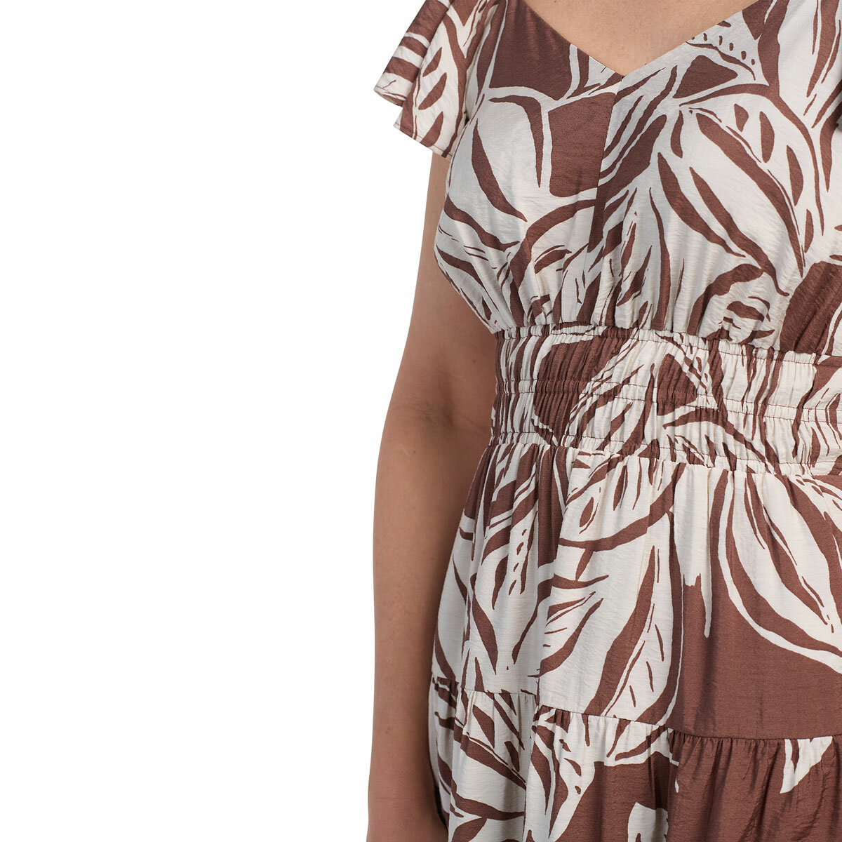 Dalia Ladies Tiered Maxi Dress in Brown