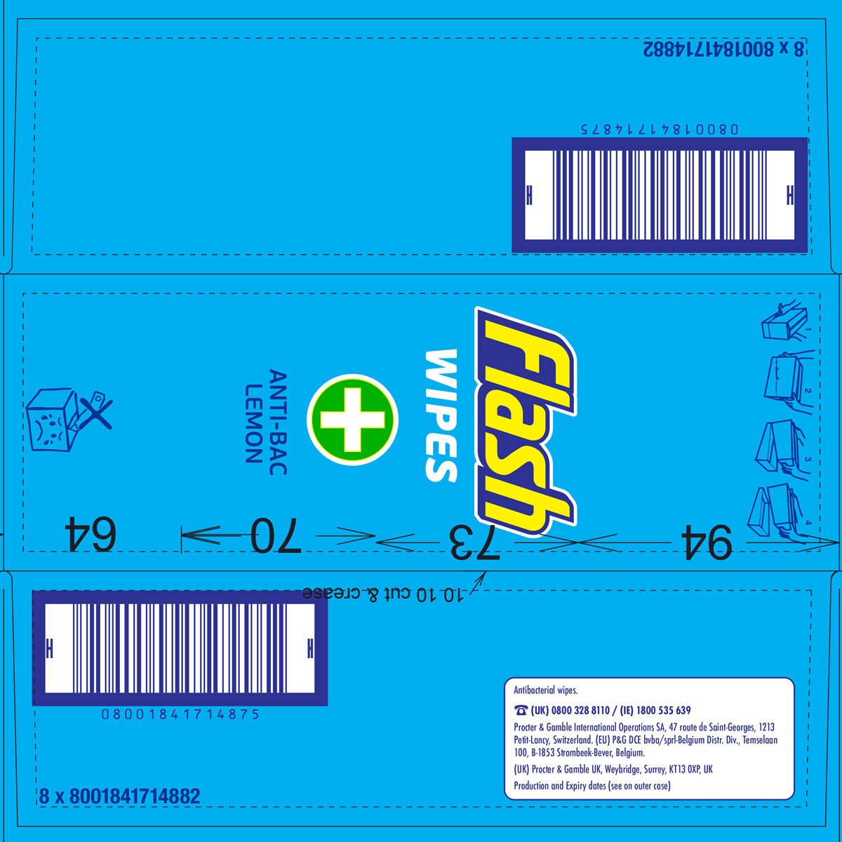 Flash Antibacterial Wipes, 8 x 24 Count Costco UK