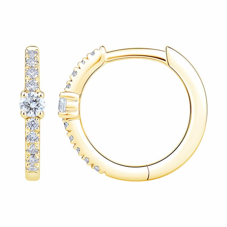 0.20ctw Round Brilliant Cut Diamond Hoop Earrings, 14ct Yellow Gold 0.20ctw Round Brilliant Cut Diamond Hoop Earrings, 14ct Yellow Gold