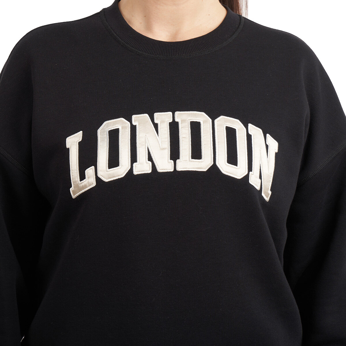 Elle Sport Women's Fleece Cities Crewneck Sweater in Black