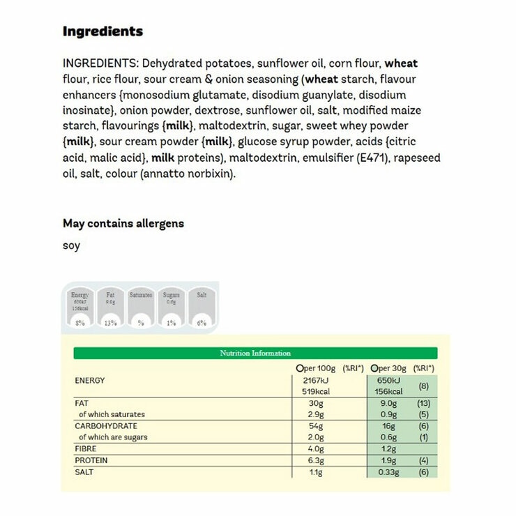 Pringles Sour Cream & Onion, 6 x 185g