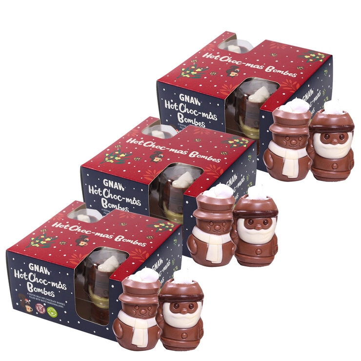 Gnaw Santa & Snowman Hot Choc-mas Bombes, 3 x 105g Gnaw Santa & Snowman Hot Choc-mas Bombes, 3 x 105g