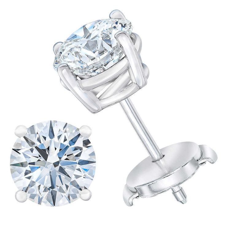 2.66ctw Round Brilliant Cut Diamond Stud Earrings, Platinum | Costco UK