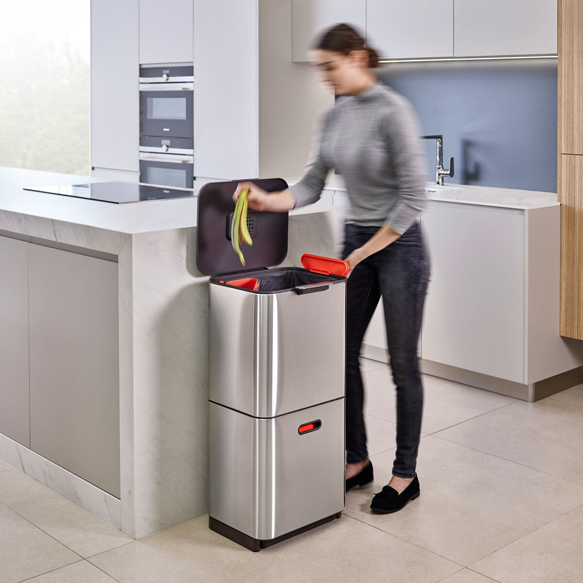 Joseph Joseph 60L Waste Separation Bin - Stainless Steel