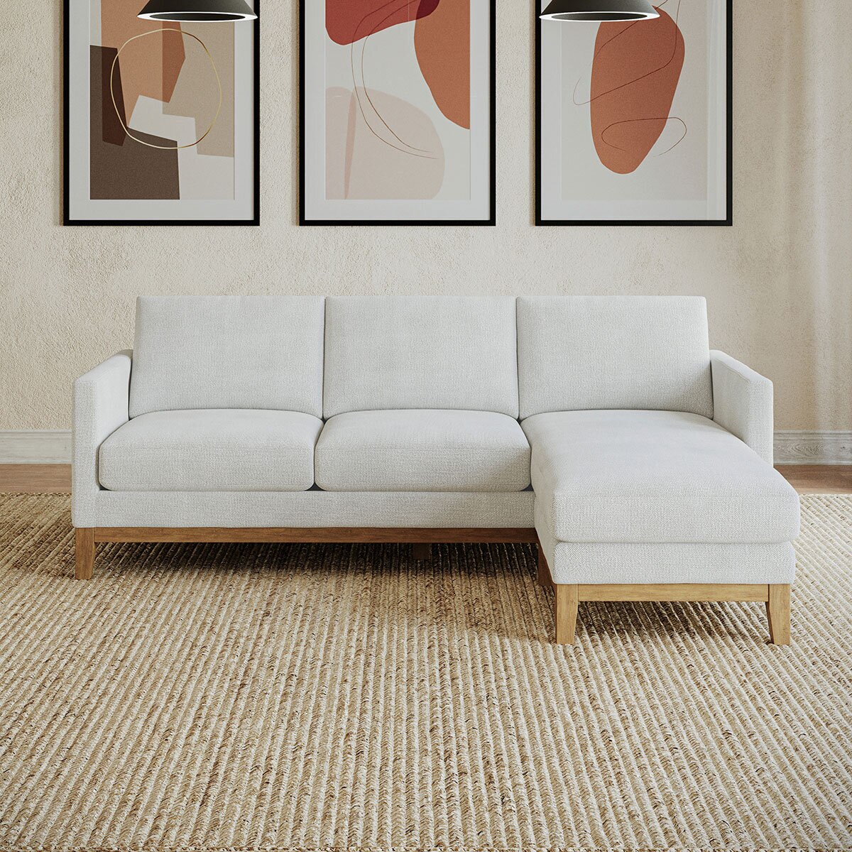 Henredon Murphy Cream Fabric Corner Sofa with Reversible Chaise