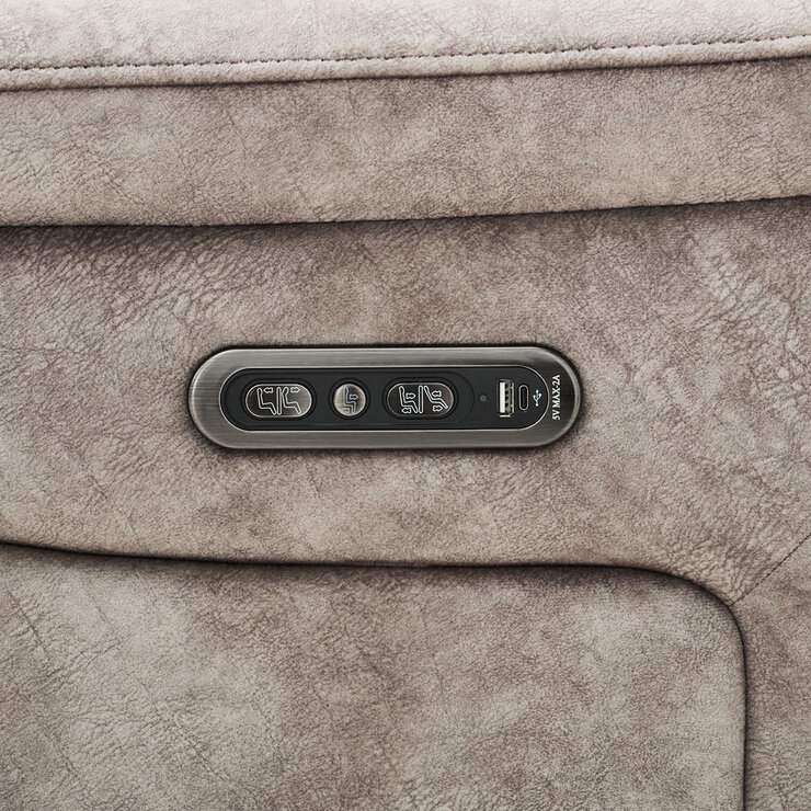 Oscar Grey Fabric Power Reclining Large 2 Seater Sofa with Power Headrest