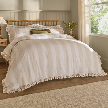 Wylder Birdie Beige Stripe Duvet Cover Set, In 4 Sizes