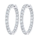 4.00ctw Diamond Hoop Earrings, 14ct White Gold