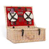 basket open to show plates and cutlery