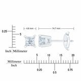 0.73ctw Princess Cut Diamond Stud Earrings, 14ct White Gold