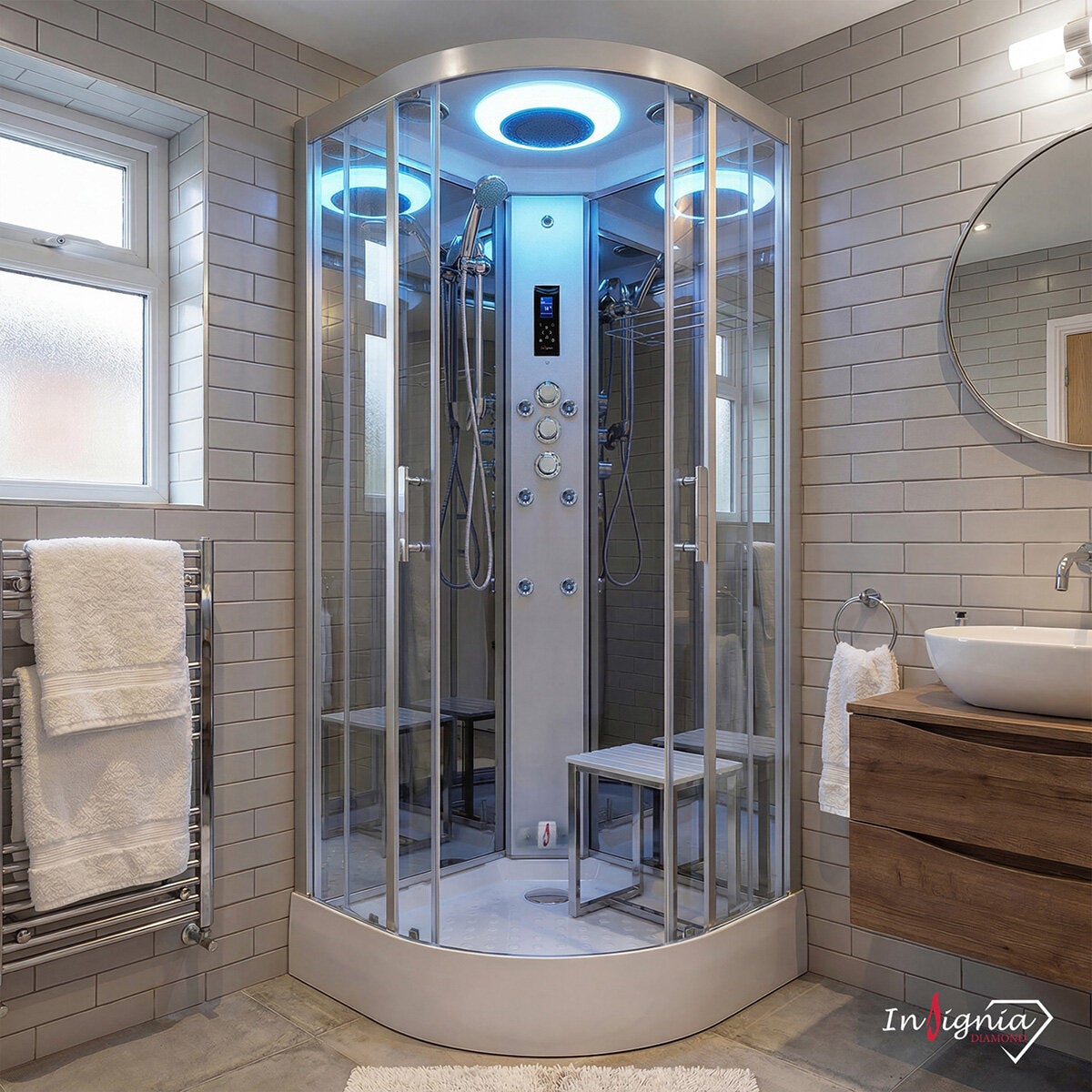 Insignia Diamond 900mm Quadrant Steam Shower in 2 Colours Insignia Diamond 900mm Quadrant Steam Shower in 2 Colours