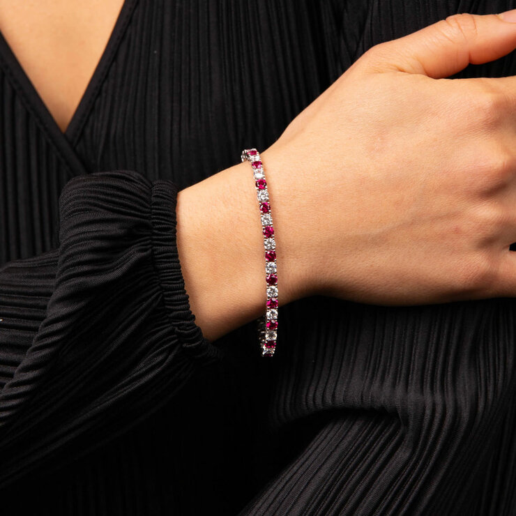 Diamonfire two tone Red Zirconia Tennis Bracelet