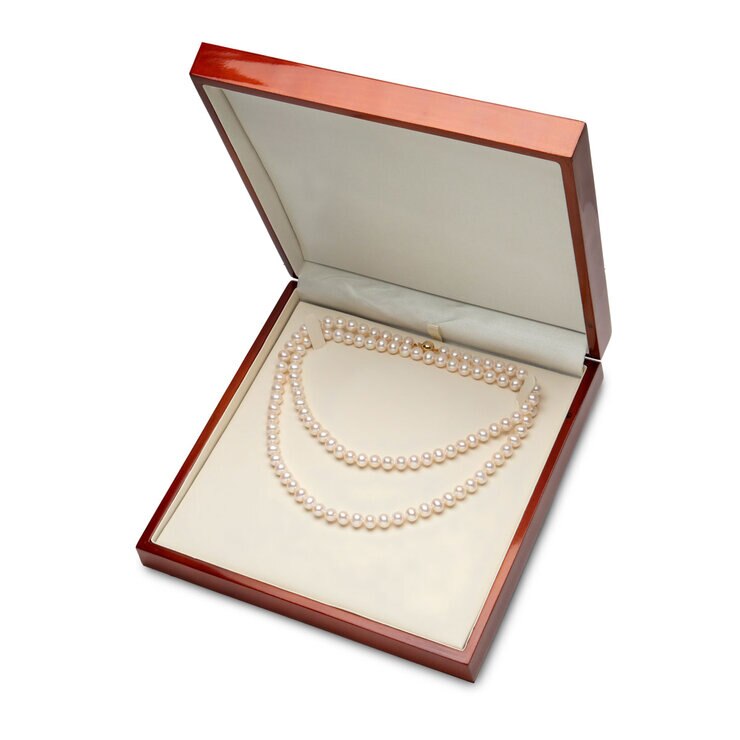 7-7.5mm Cultured Freshwater White Pearl Necklace, 18ct Yellow Gold 7-7.5mm Cultured Freshwater White Pearl Necklace, 18ct Yellow Gold