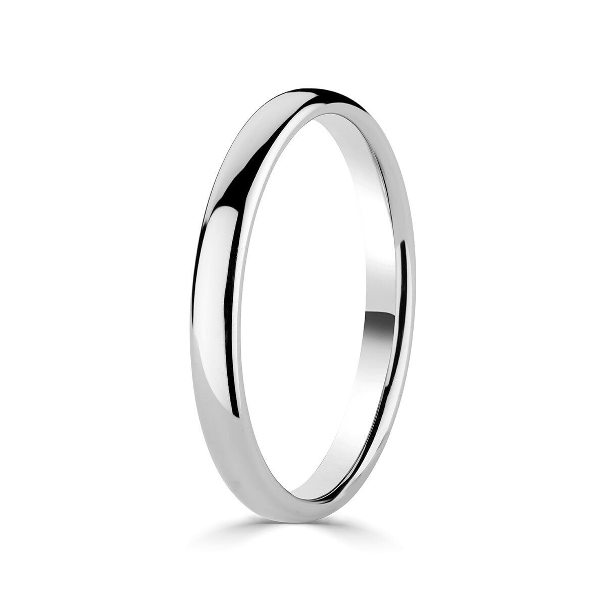 2.5mm Basic Light Court Wedding band. 18ct White Gold